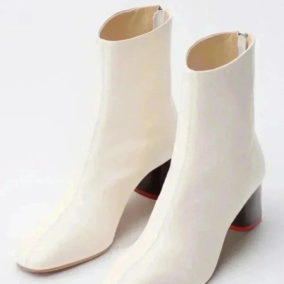 aeydē Germany Florence Block Heel Boot in Creamy White Nappa Leather Size 8 - Picture 3 of 8